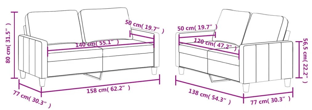 2 pcs conjunto de sofás com almofadões couro artificial preto