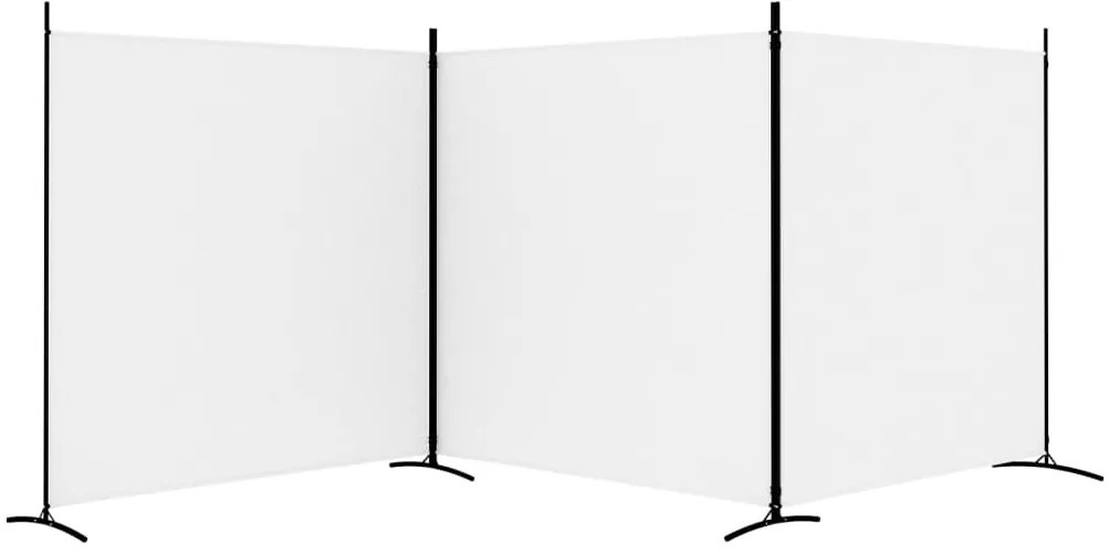 Biombo com 3 painéis 525x180 cm tecido branco