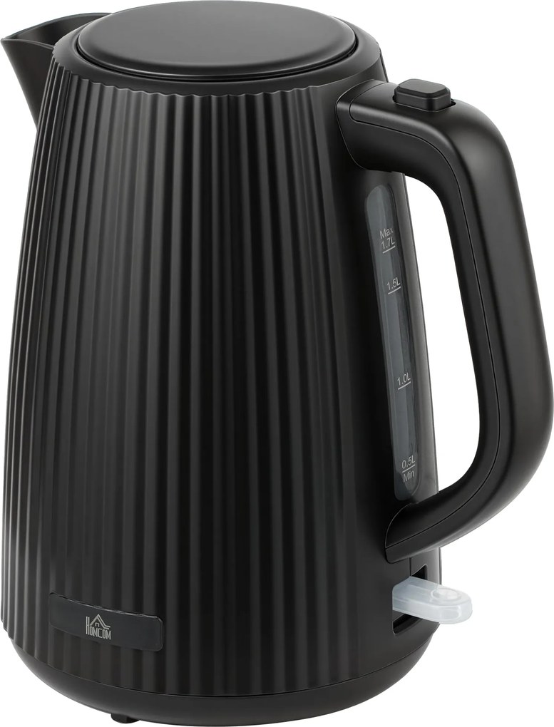 HOMCOM Jarro Elétrico 1,7L 2025W com Filtro Antical Removível Desligamento Automático Base Giratória 360° Preto | Aosom Portugal