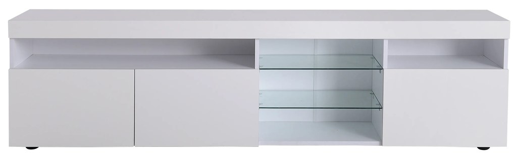 Móvel de TV Moderno Branco,  Iluminação LED Variável, Sala de Estar e Sala de Jantar,180x35x45cm, Branco