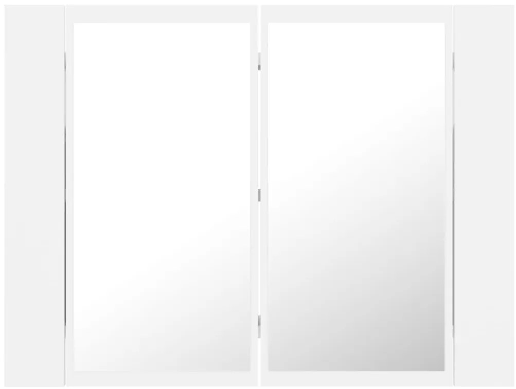 Armário espelhado casa banho c/ LED 60x12x45 cm acrílico branco