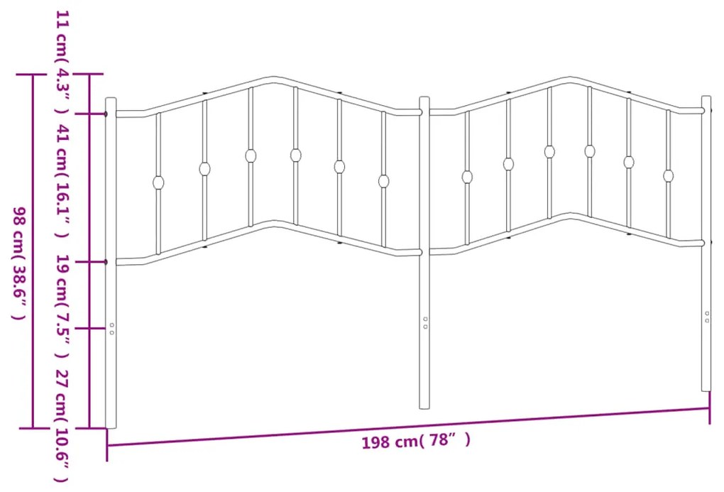 Cabeceira de cama 193 cm metal branco