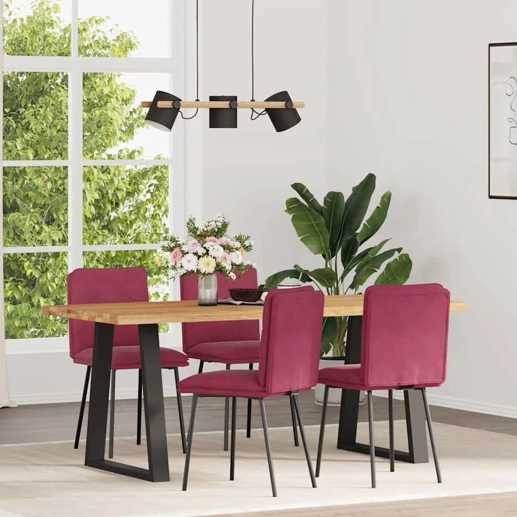 vidaXL Cadeiras de jantar 4 pcs veludo vermelho tinto