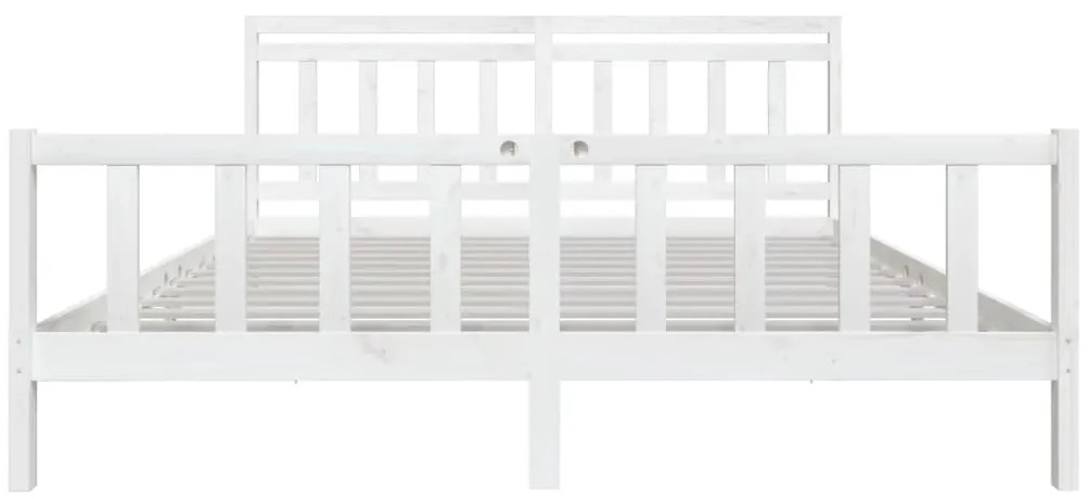 Estrutura de cama 200x200 cm madeira maciça branco