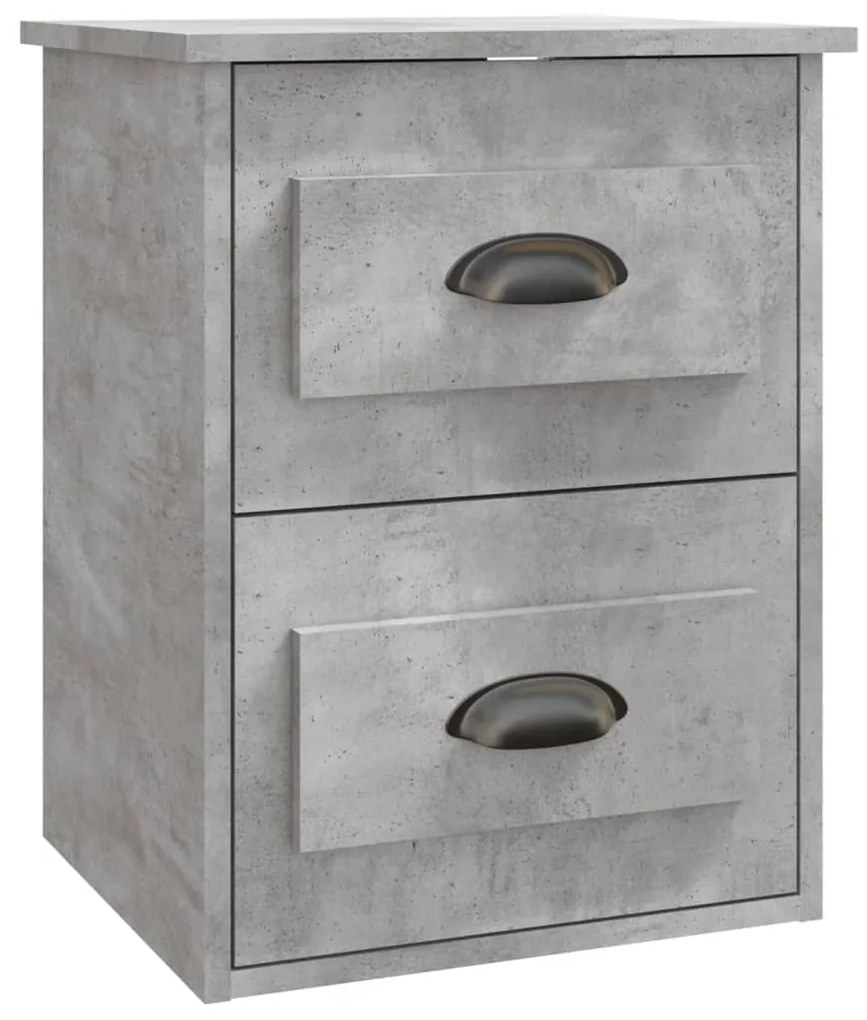 Mesas de cabeceira parede 2 pcs 41,5x36x53 cm cinzento cimento