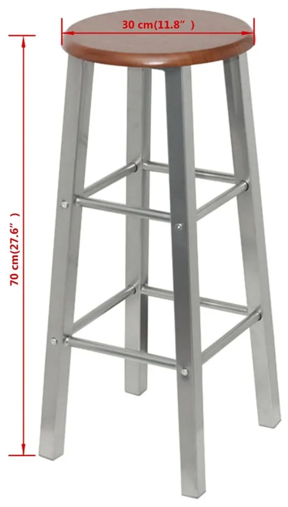Bancos de bar 2 pcs metal com assento MDF