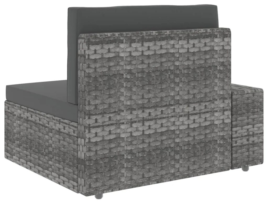 10 pcs conjunto lounge de jardim vime PE cinzento