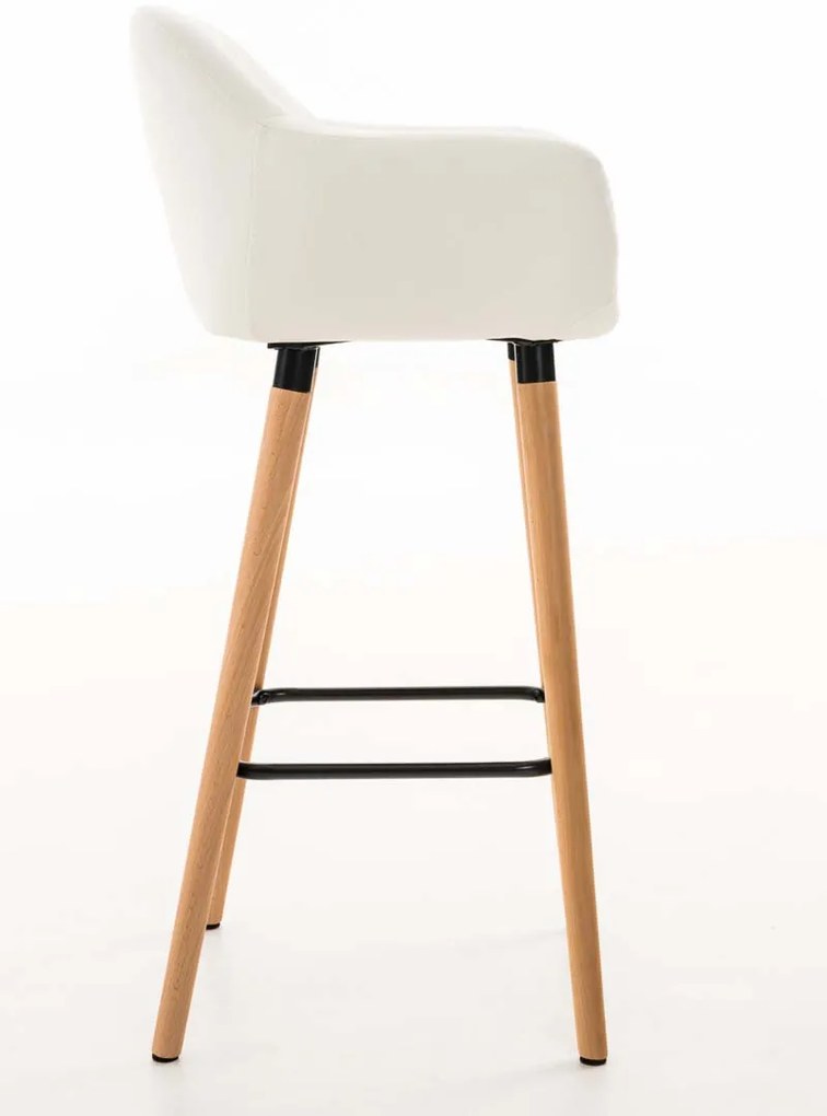 Banco de bar Grant em couro sintético e com estrutura de Cor Natural 55 x 99 x 46 cm Branco