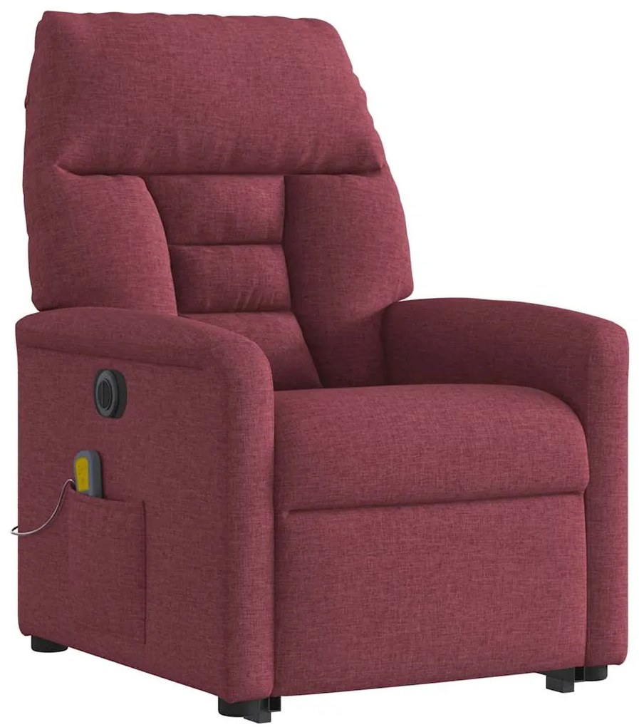 Poltrona elevatória de massagens elétrica tecido vermelho tinto