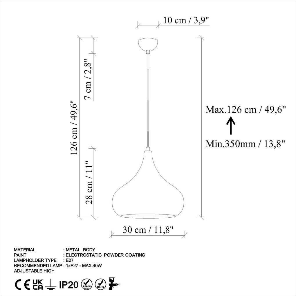 Candeeiro de Teto Saglam – Turquesa – Ø30 h:28 cm