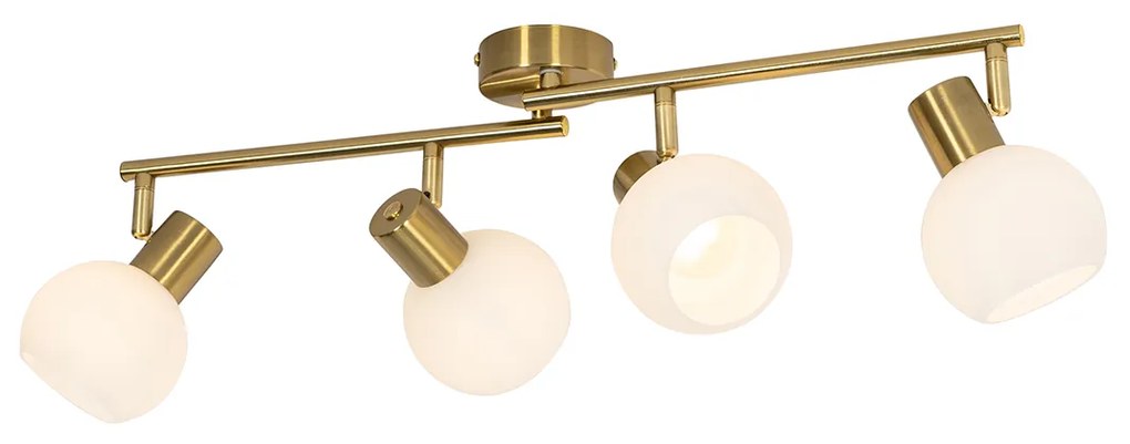 Foco de teto inteligente dourado com vidro opalino 4 luzes ajustáveis Inclui 4 Wifi P45 - Anouk