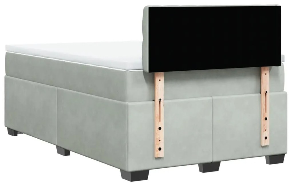 Cama boxspring com colchão 120x190 cm veludo cinzento-claro