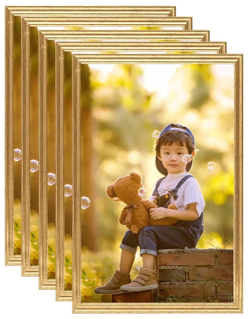 vidaXL Molduras para parede 5 pcs 50x70 cm MDF dourado