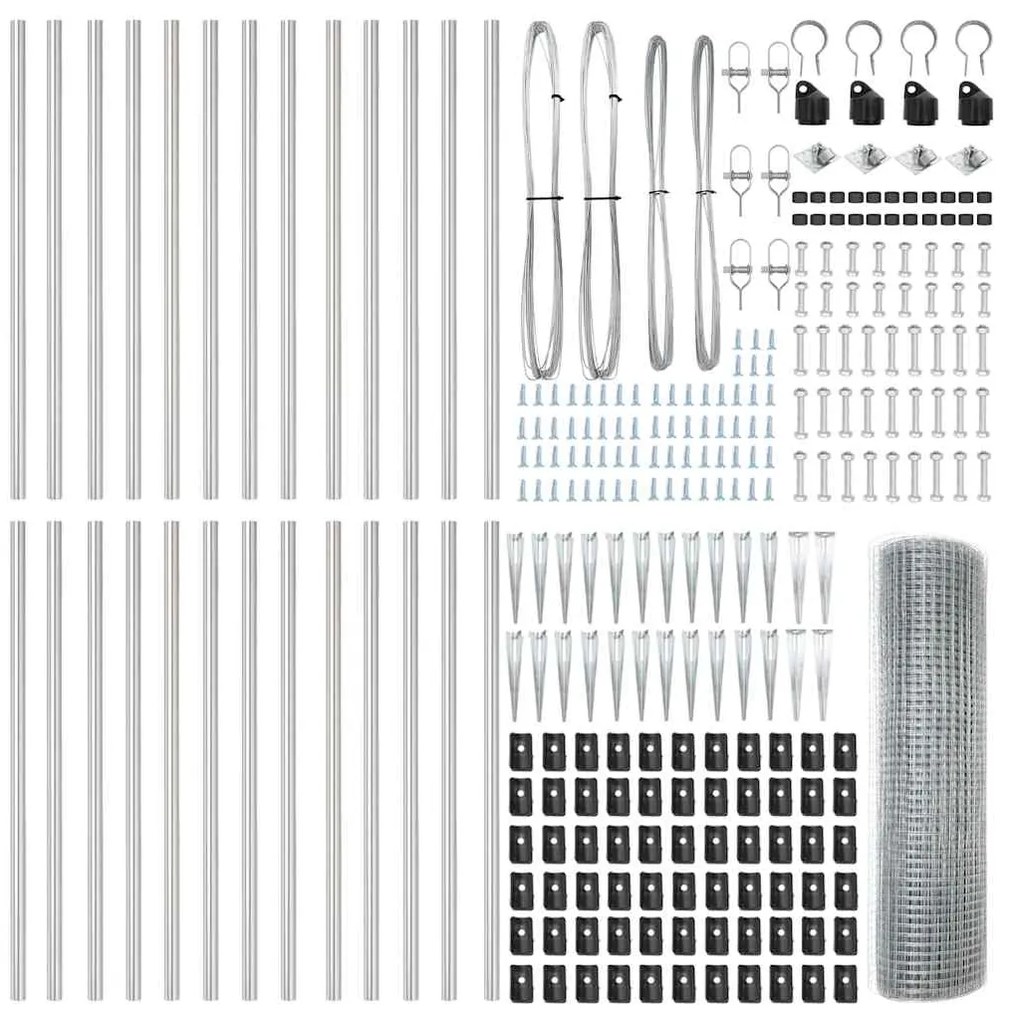 Cerca de Arame Soldado com 13 Postes de Spike 0.8x50 m Aço Galvanizado