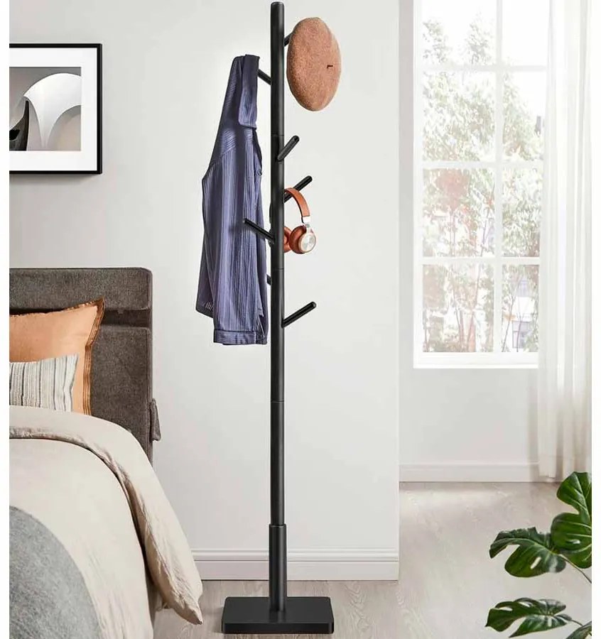 Cabide Bengaleiro em forma de árvore 8 ganchos 30 x 30 x 175 cm Preto