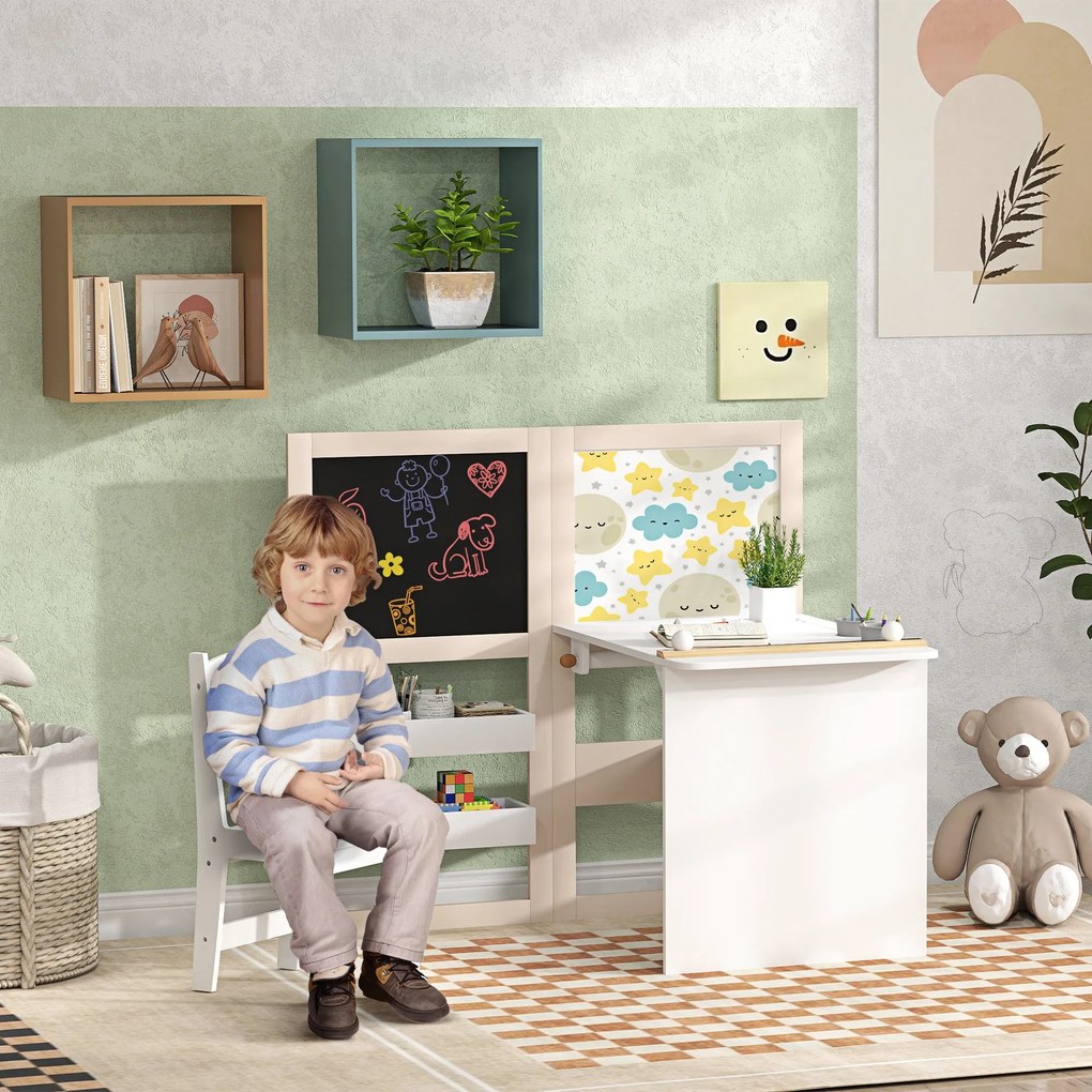 AIYAPLAY Mesa e Cadeira Infantil de 2 Peças Mesa para Crianças com Cad
