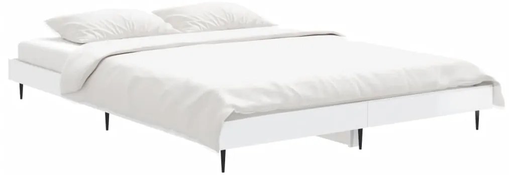 Estrutura de cama 135x190 cm derivados madeira branco brilhante