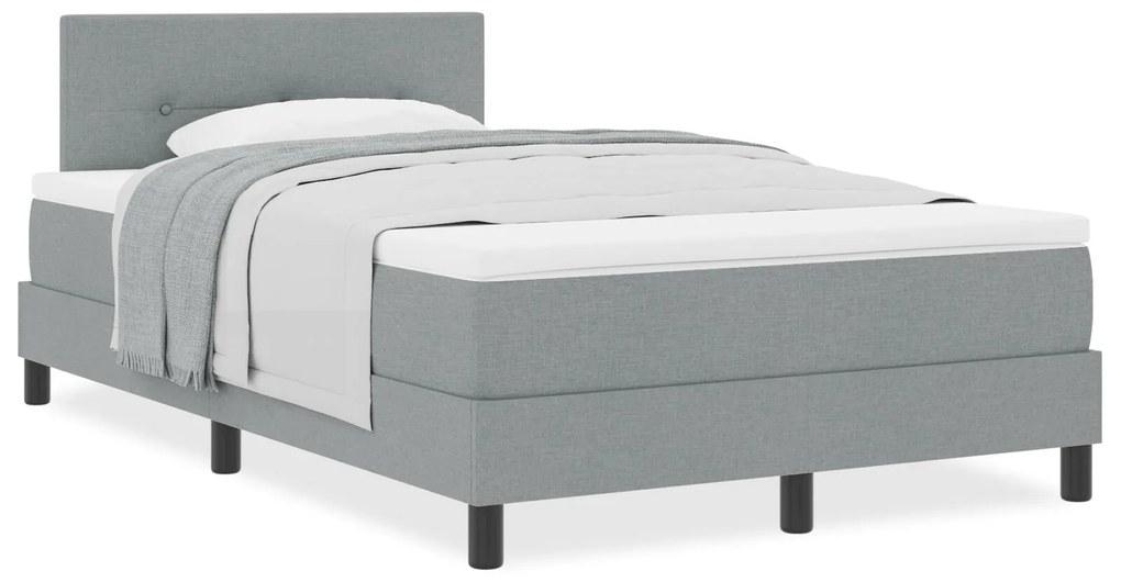 Cama Box com Colchão Cinza Claro 120x200 cm Tecido