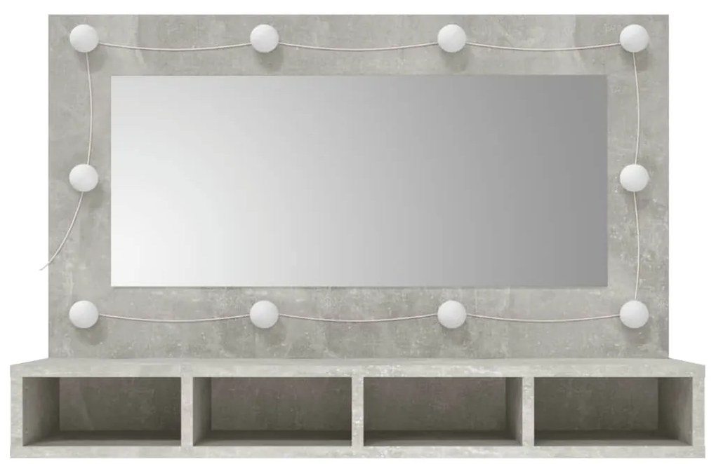Armário espelhado com LED 90x31,5x62 cm cinzento cimento