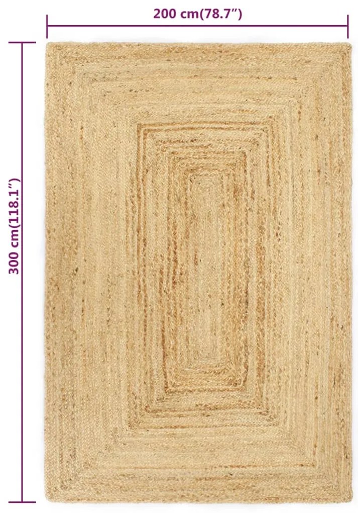 Tapete artesanal em juta 200x300 cm