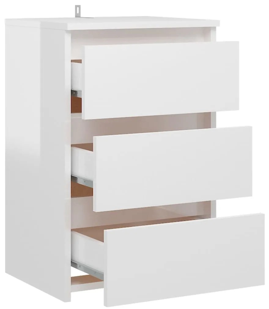 Mesa de cabeceira derivados de madeira branco brilhante