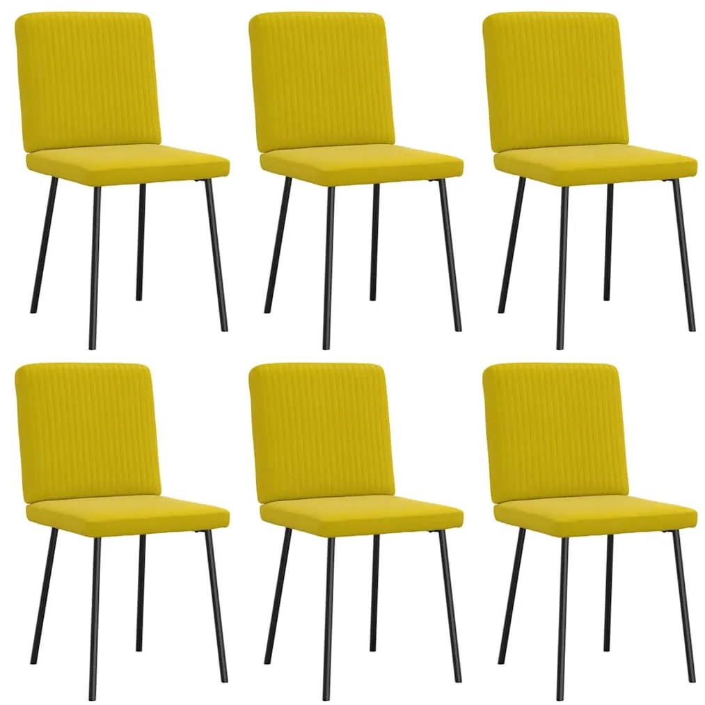 Cadeiras de jantar 6 pcs veludo amarelo