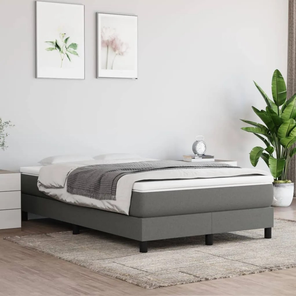 3120501 vidaXL Estrutura de cama com molas 120x200 cm tecido cinzento-escuro