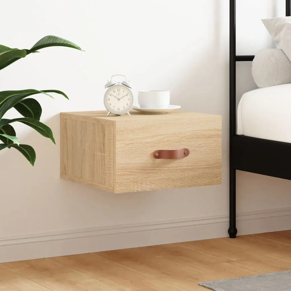 vidaXL Mesa de cabeceira montagem na parede 35x35x20 cm cor sonoma
