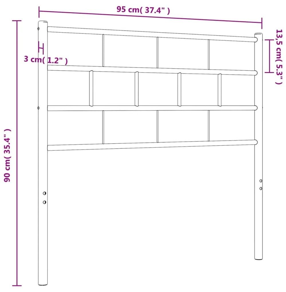 Cabeceira de cama 90 cm metal branco