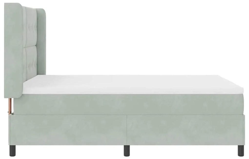 Cama Box com Colchão vidaXL Cinza Claro 140x190 cm Veludo