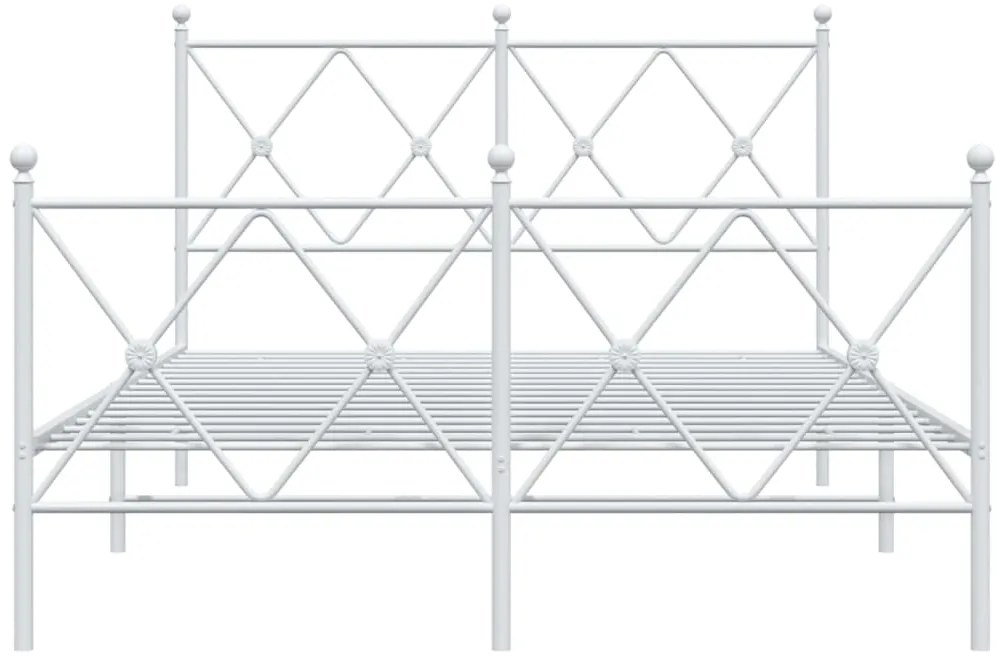 Estrutura de cama com cabeceira e pés 120x200 cm metal branco