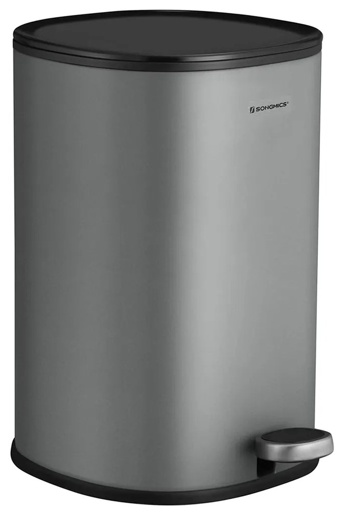 Lixeira com pedal para casa de banho de uso diário | SONGMICS | 20 x 20 x 30,5 cm | cinzento|preto | LTB14GS.