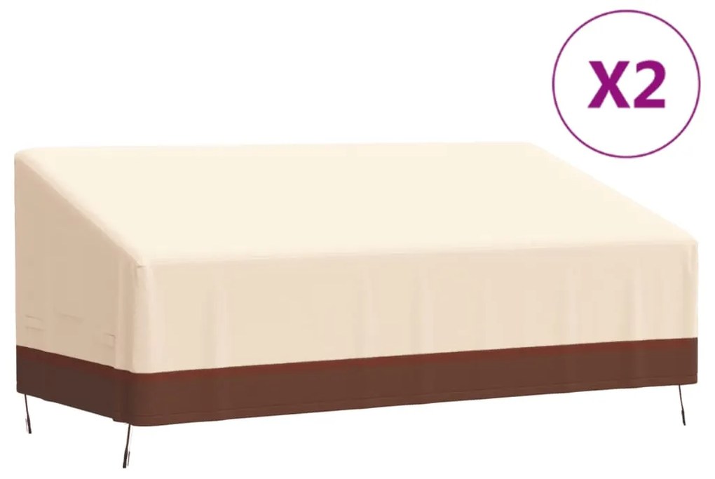 vidaXL Capas p/ bancos de 3 lugares 2 pcs 198x97x48/74 cm oxford 600D