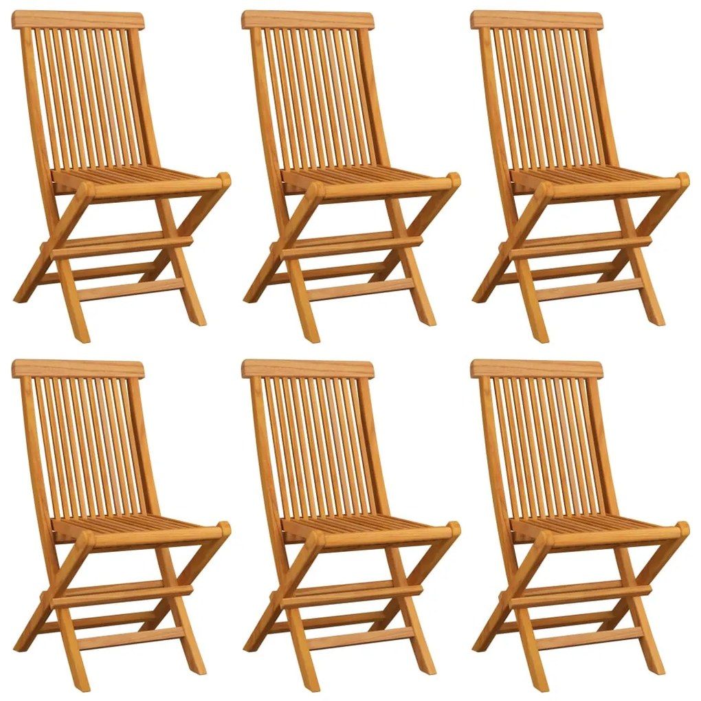 Cadeiras jardim c/ almofadões verde brilhante 6 pcs teca maciça