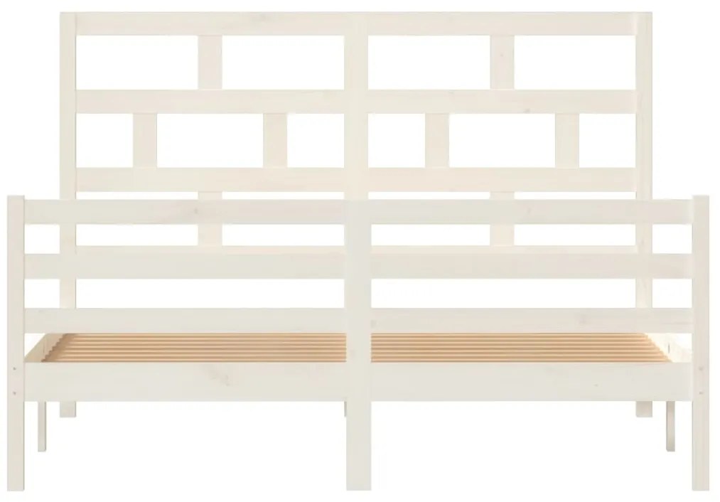 Estrutura de cama king 150x200 cm madeira maciça branco