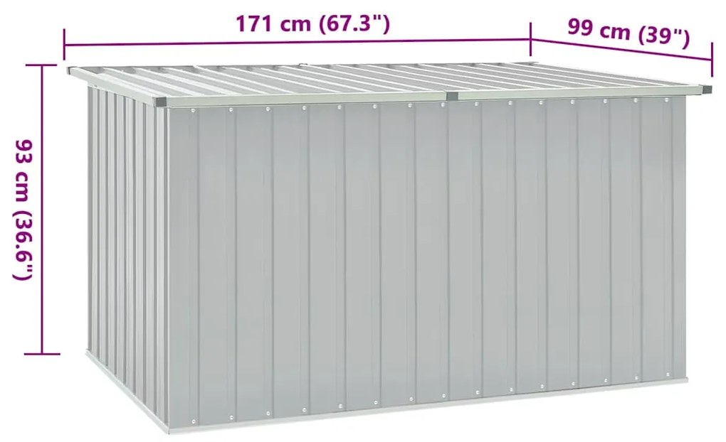 Caixa de arrumação para jardim 171x99x93 cm cinzento