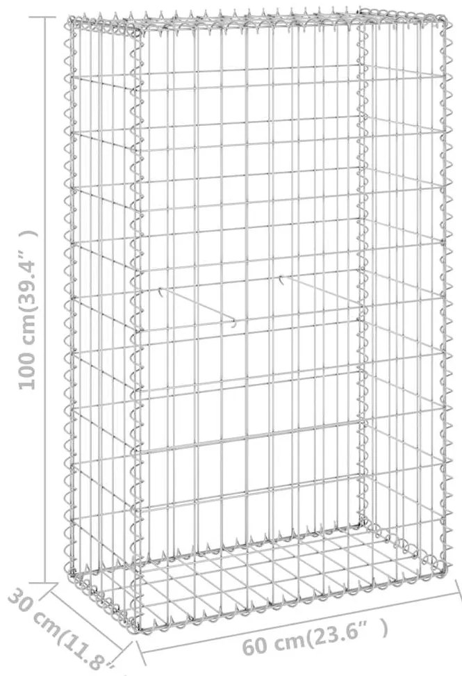 Muro gabião com tampas aço galvanizado 60x30x100 cm