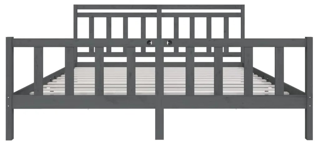 Estrutura de cama 200x200 cm madeira maciça cinzento