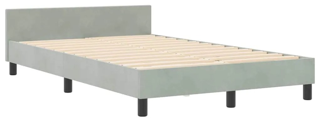 Cama vidaXL Cinza Claro 120x190 cm Veludo