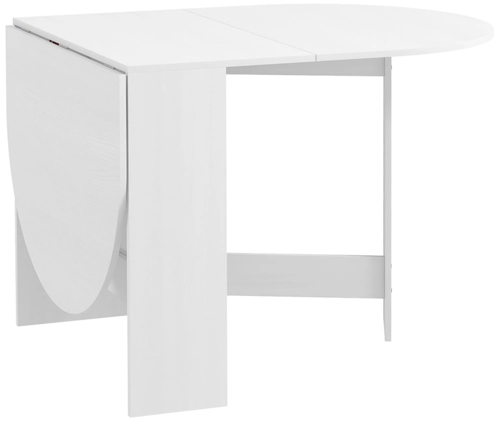 HOMCOM Mesa de Cozinha Dobrável Mesa de Jantar Dobrável Ovalada com Laterais Abatíveis Estilo Moderno 163x80x75 cm Branco | Aosom Portugal