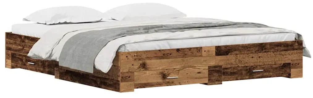 Cama com Gavetas vidaXL Madeira Velha 180x200 cm Madeira de Engenharia
