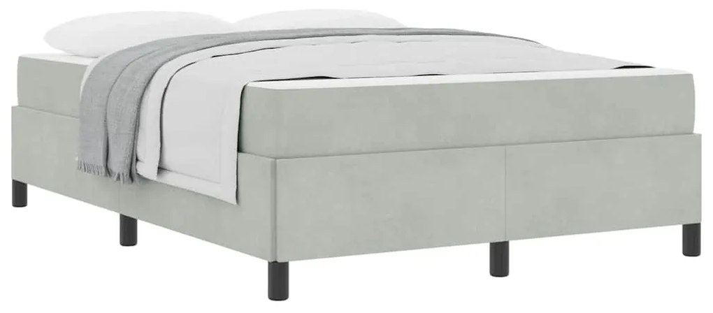 Estrutura da Cama Branco e Cinza Claro 160 x 200 cm Veludo