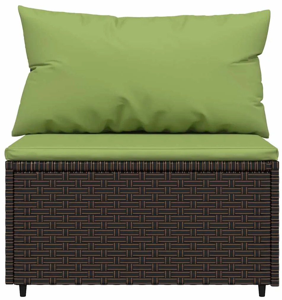 3 pcs conjunto lounge jardim c/ almofadões vime PE castanho