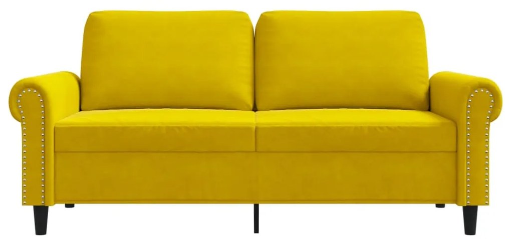 Sofá de 2 lugares veludo 140 cm amarelo