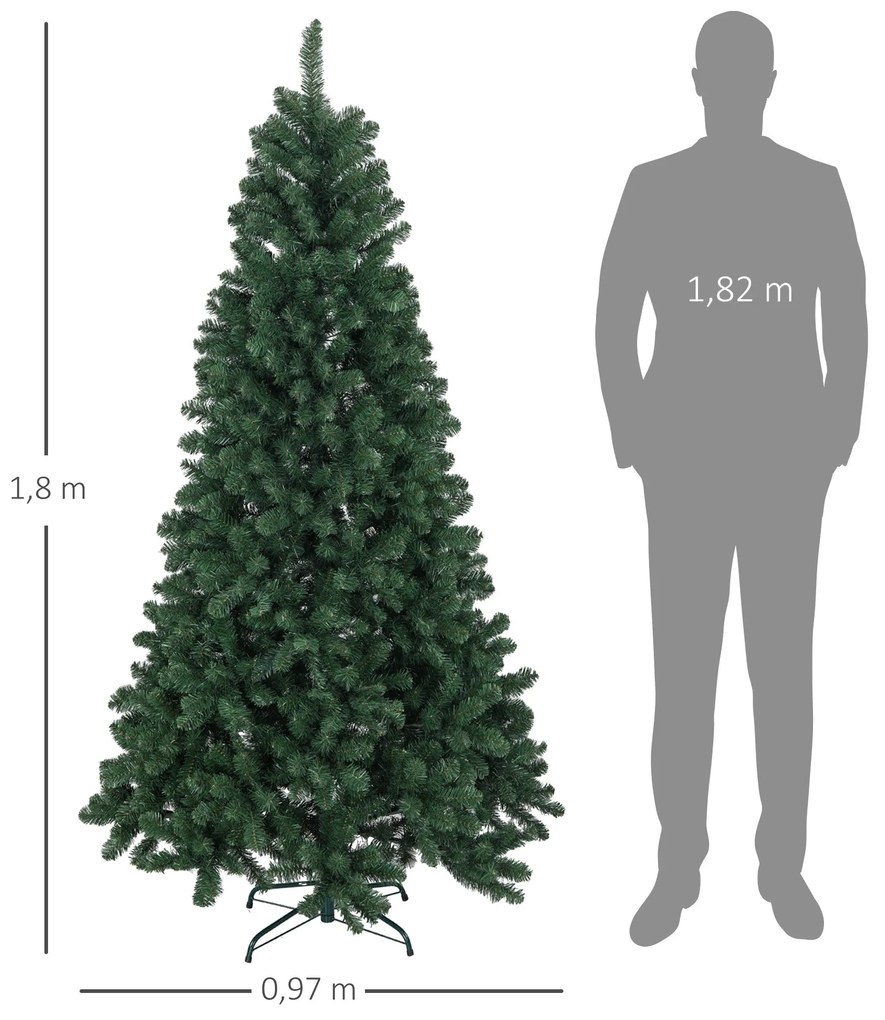 Árvore de Natal 180 cm Árvore de Natal Artificial com 760 Ramos de Ara