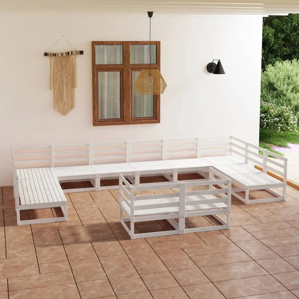 12 pcs conjunto lounge de jardim pinho maciço