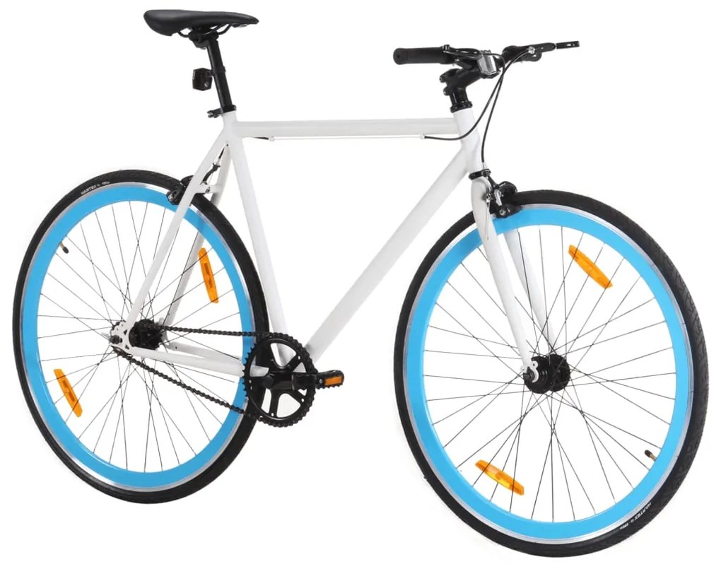 Bicicleta de mudanças fixas 700c 55 cm branco e azul