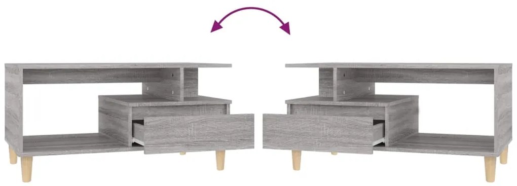 Mesa de centro 90x49x45 cm derivados de madeira cinzento sonoma