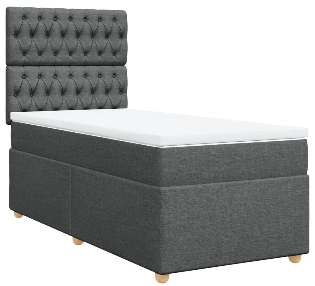Cama com molas/colchão 90x200 cm tecido cinzento-escuro
