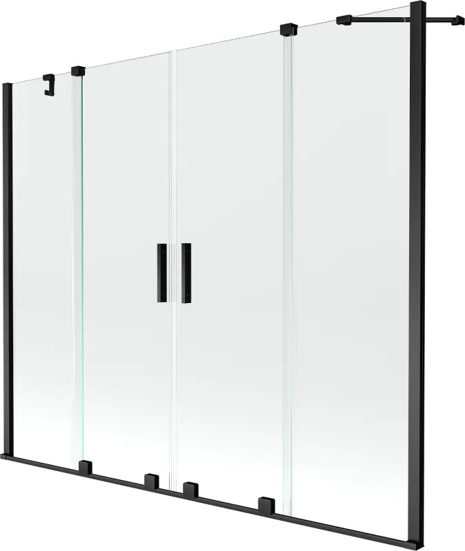Mexen Velar Duo resguardo de banho de 2 painéis deslizantes 170 x 150 cm, transparente, preto - 896-170-000-02-70